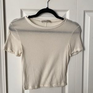 alice + olivia white crop top